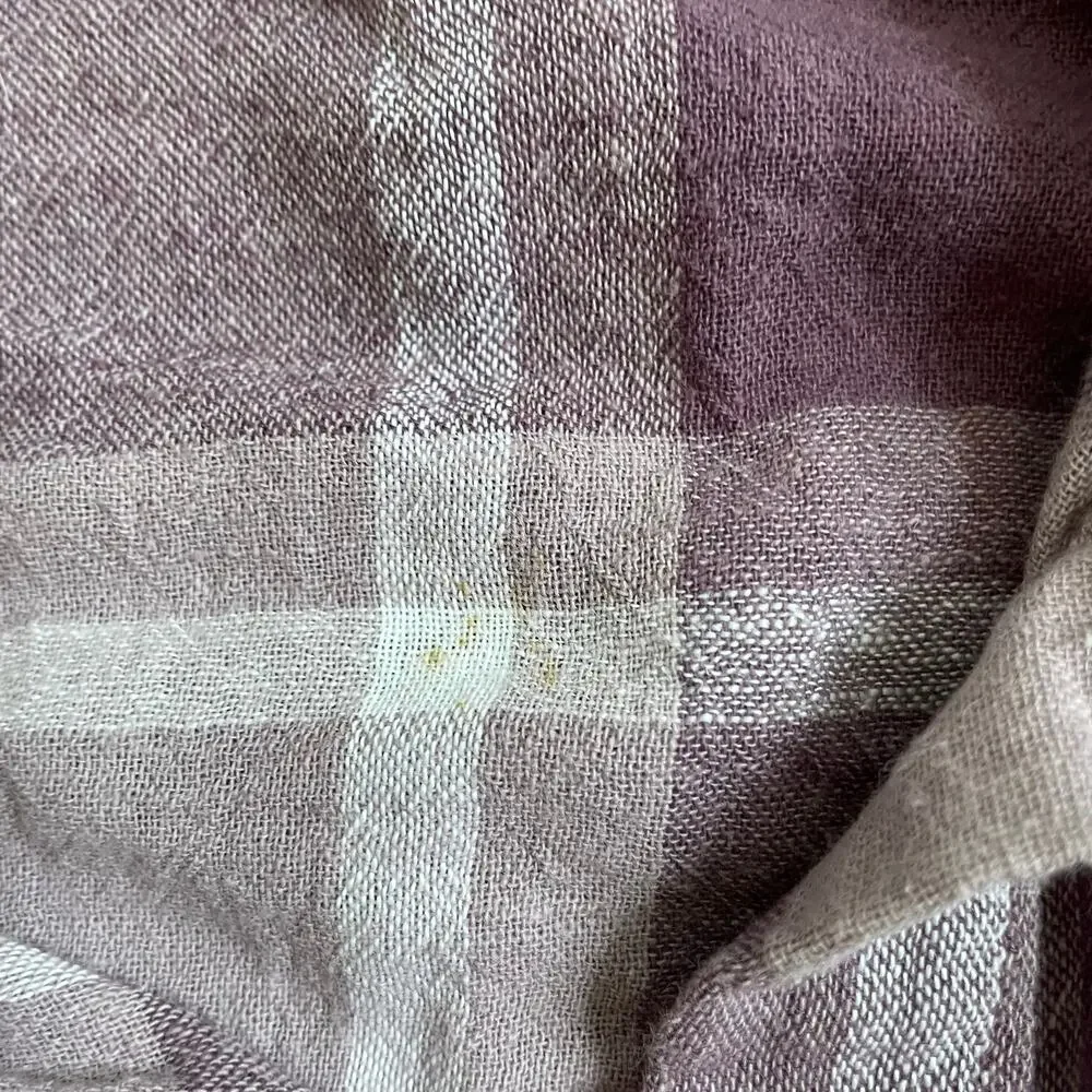 Sanctuary Plaid Short Sleeve Button Up Shirt Womens Size S Purple Pink Linen - Picture 7 of 7